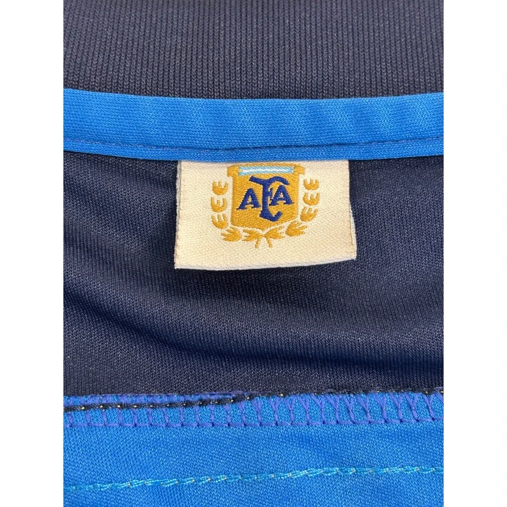 Argentina AFA Soccer Jersey Blue‎ Navy Striped V-Neck Short Sleeve Shirt Mens M